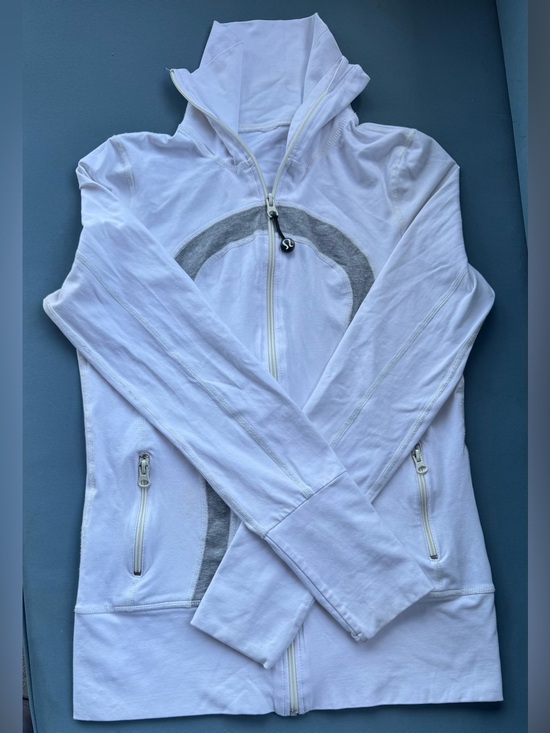 lululemon athletica Jackets & Blazers - Lululemon In Stride Full Zip Hoodie Jacket White Silver Approx Size M